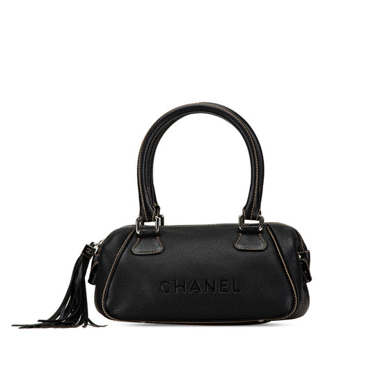 Chanel Leather Logo Embossed Fringe Handbag A23050