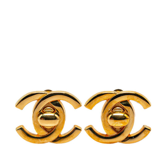 Chanel Vintage Coco Mark Turnlock Earrings