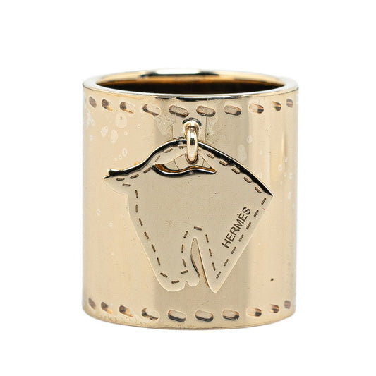 Hermes Horse Motif Scarf Ring Gold