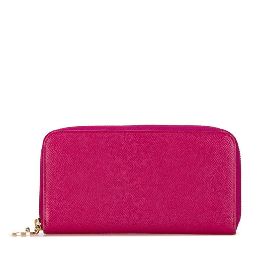 Bvlgari Leather Round Zipper Wallet Pink