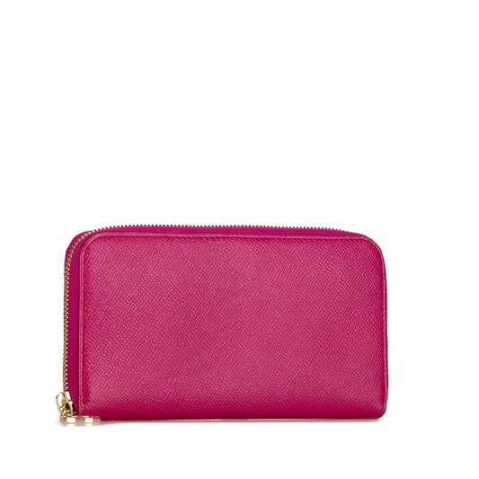 Bvlgari Leather Round Zipper Wallet Pink