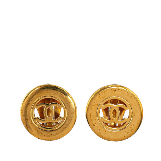 Chanel Vintage Coco Mark Earrings Gold