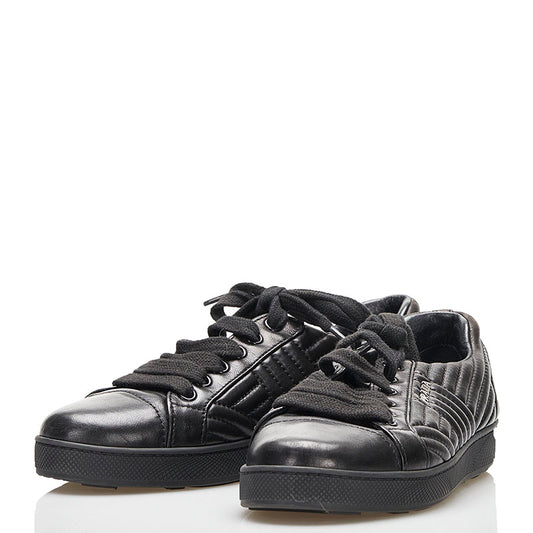 Prada Diagramme Leather Sneakers Black