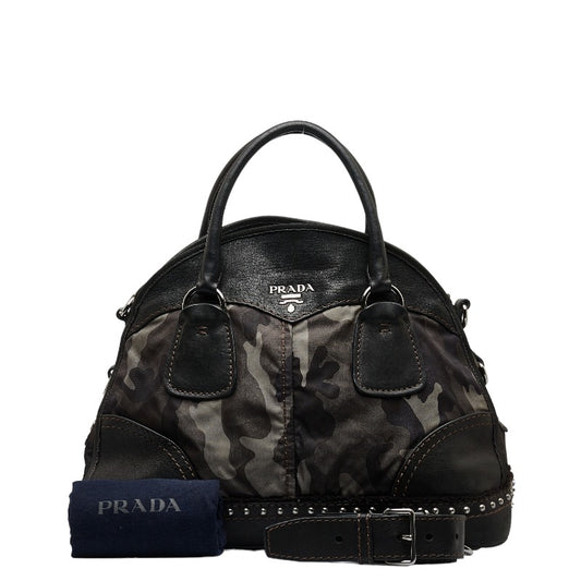 Prada Camouflage Studded 2WAY Nylon Leather Bag