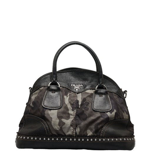 Prada Camouflage Studded 2WAY Nylon Leather Bag