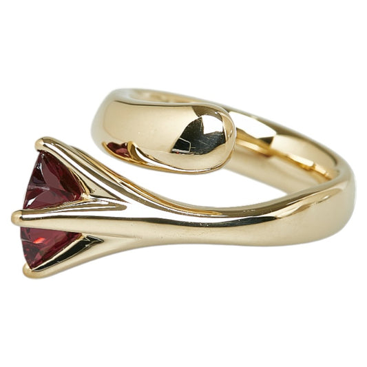 K18YG Yellow Gold Garnet Flower Ring