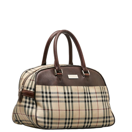 Burberry Nova Check Canvas Leather Handbag