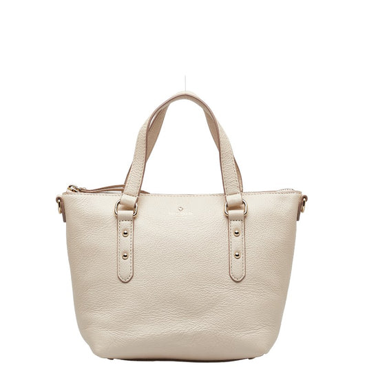 Kate Spade Leather 2WAY Handbag Beige Gold