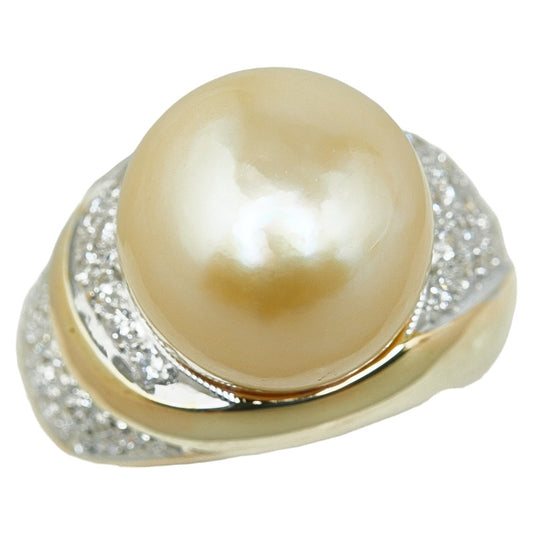 K18YG Yellow Gold Pearl Diamond Ring