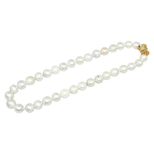 K14YG Yellow Gold Pearl Diamond Necklace