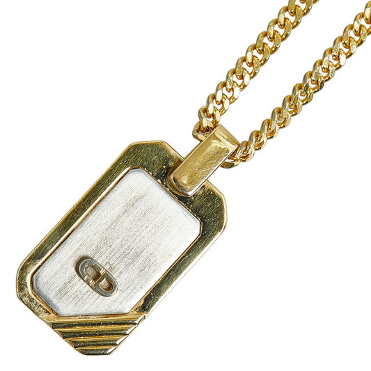 Dior Logo Plate Necklace Gold Silver