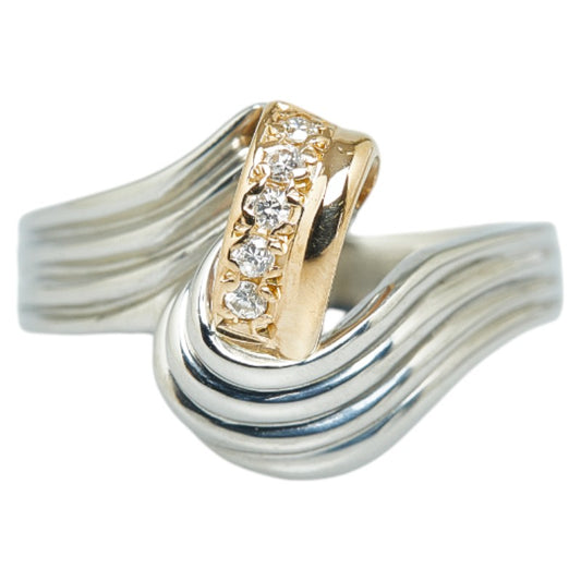 Platinum K18YG Gold Diamond Ring 0.06ct