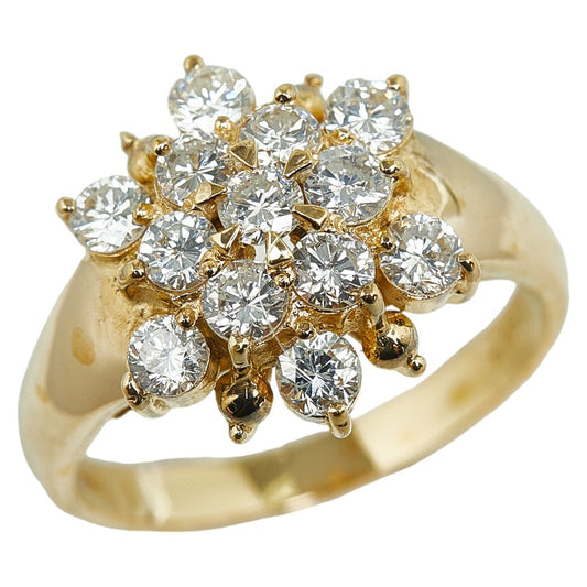 K18YG Yellow Gold Diamond Crystal Motif Ring