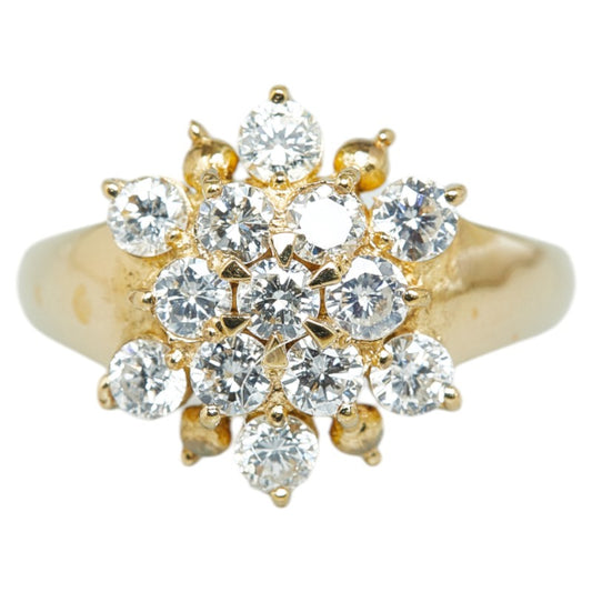 K18YG Yellow Gold Diamond Crystal Motif Ring