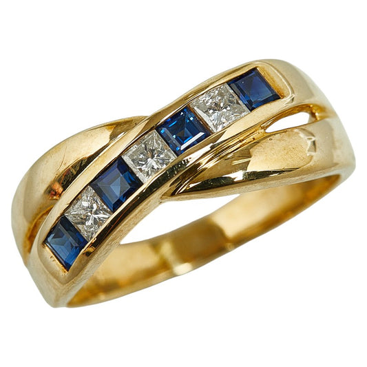 K18YG Yellow Gold Sapphire Diamond Ring