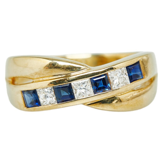 K18YG Yellow Gold Sapphire Diamond Ring