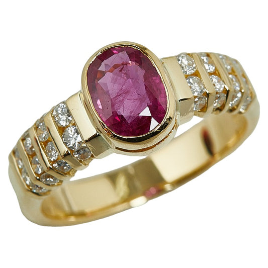 K18YG Yellow Gold Ruby Diamond Ring