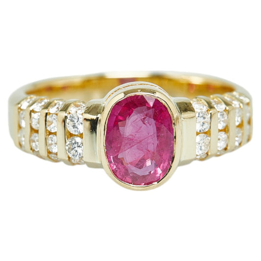 K18YG Yellow Gold Ruby Diamond Ring