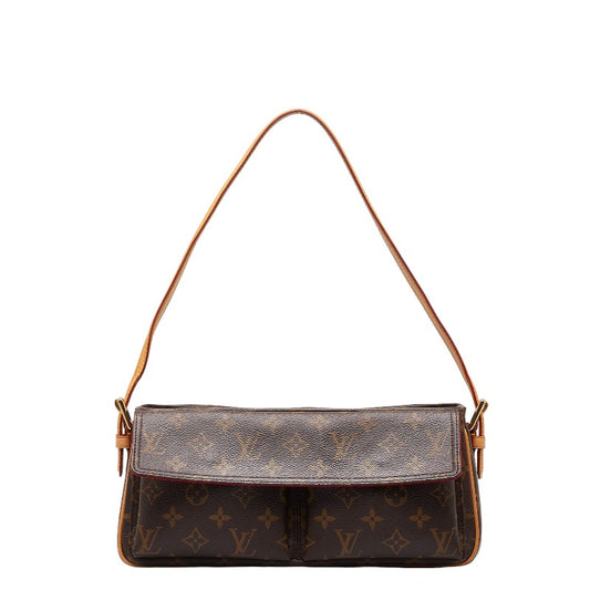 Louis Vuitton Vivacite MM Shoulder Bag Brown PVC Leather