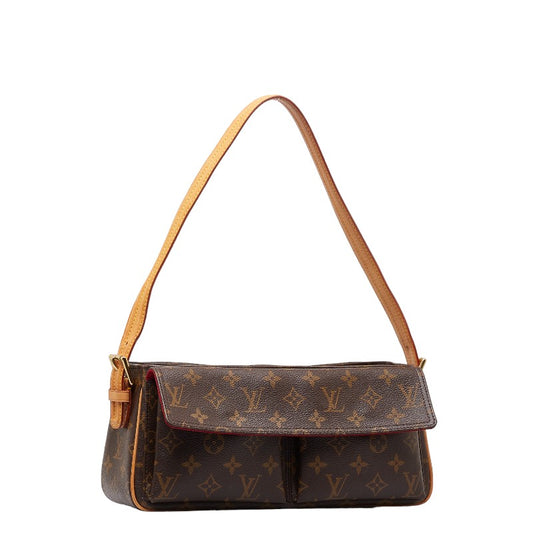 Louis Vuitton Vivacite MM Shoulder Bag Brown PVC Leather