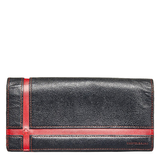 CASTELBAJAC Leather Long Wallet Black Red