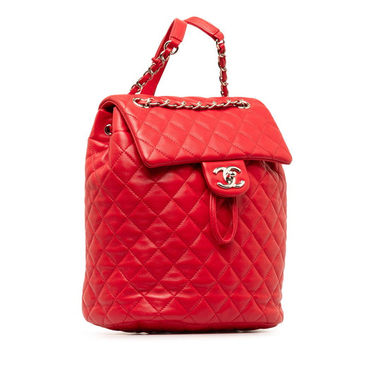 Chanel Matelasse Coco Mark Lambskin Backpack Red