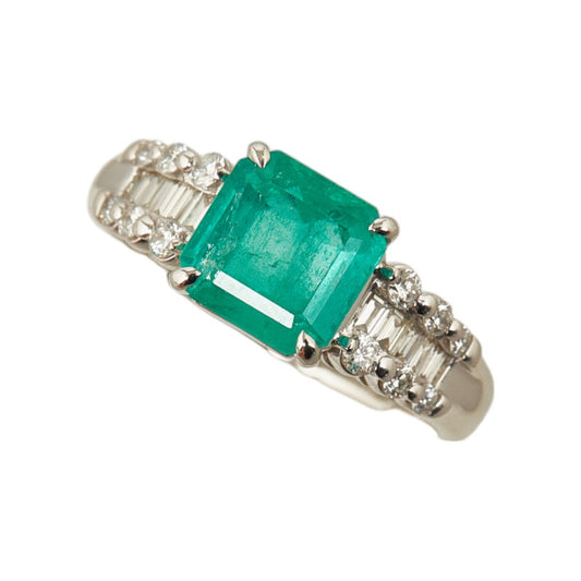 Pt900 Platinum Emerald 2.181ct Diamond 0.45ct Ring