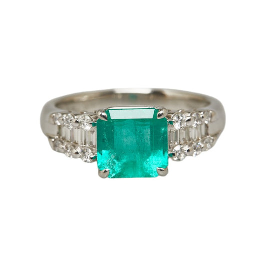 Pt900 Platinum Emerald 2.181ct Diamond 0.45ct Ring