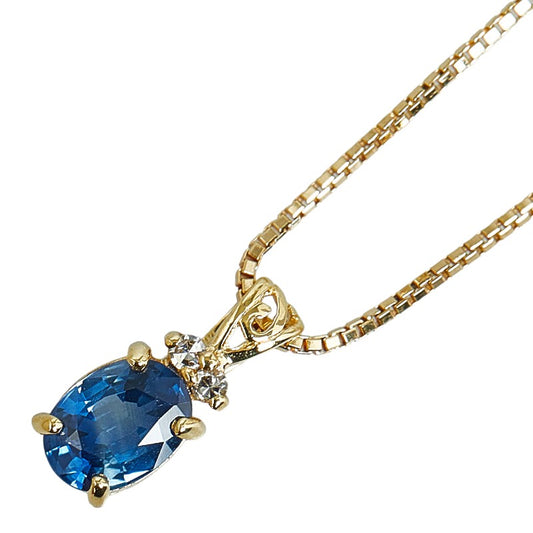 K18YG Yellow Gold Sapphire Pendant Necklace