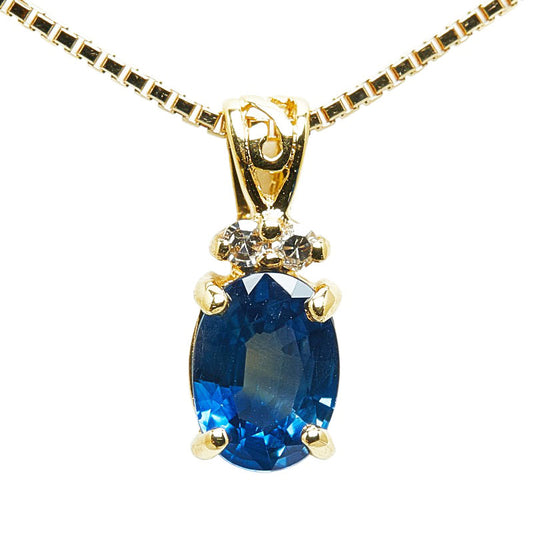 K18YG Yellow Gold Sapphire Pendant Necklace