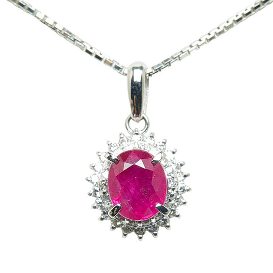 Platinum Ruby 1.62ct Diamond 0.21ct Pendant Necklace