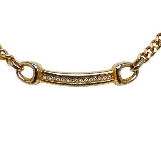 Dior Rhinestone Chain Necklace Gold Plated