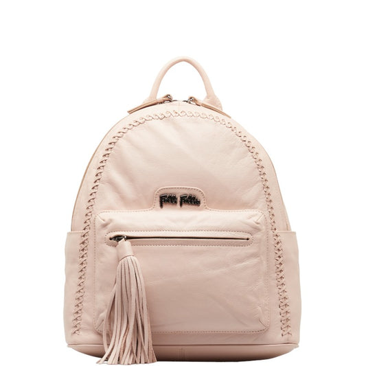 Folli Follie Logo Tassel Leather Backpack Pink