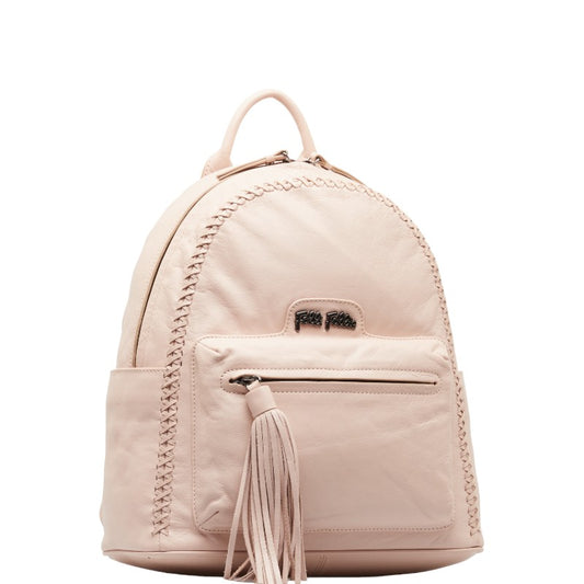 Folli Follie Logo Tassel Leather Backpack Pink