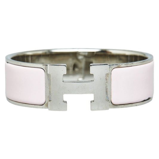 Hermes Click Clack H GM Bangle Silver Pink