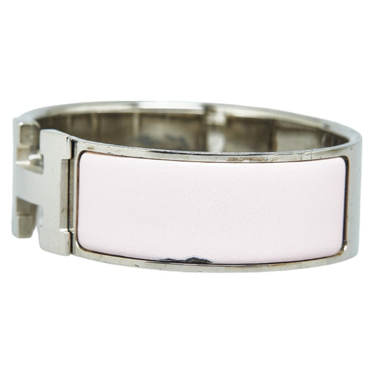 Hermes Click Clack H GM Bangle Silver Pink