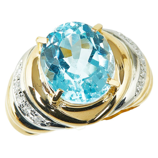 K18YG Yellow Gold Pt900 Platinum Topaz Ring