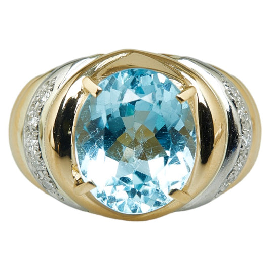 K18YG Yellow Gold Pt900 Platinum Topaz Ring