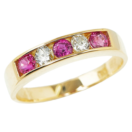 K18YG Yellow Gold Ruby Diamond Ring