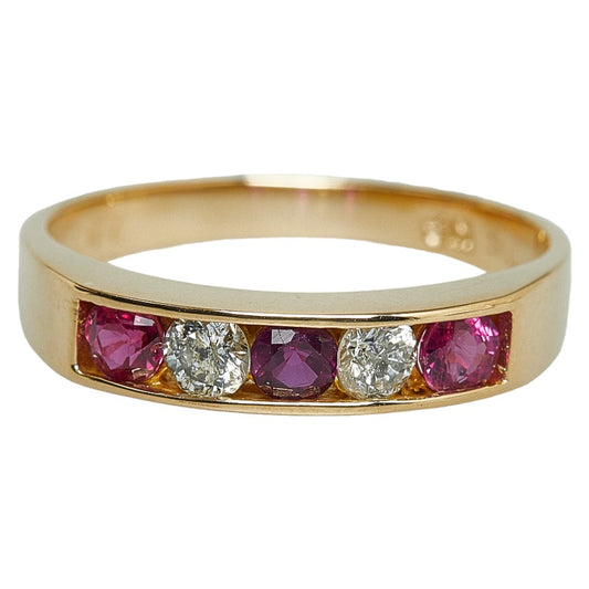 K18YG Yellow Gold Ruby Diamond Ring