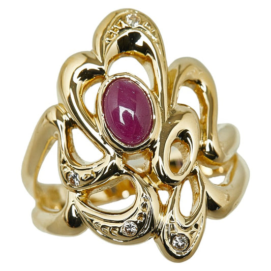 K18YG Yellow Gold Ruby Diamond Ring