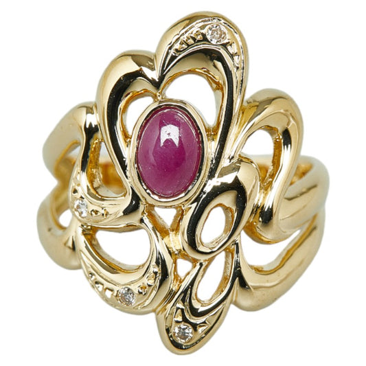 K18YG Yellow Gold Ruby Diamond Ring