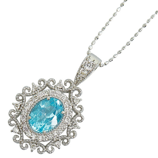 K18WG White Gold Apatite Diamond Necklace