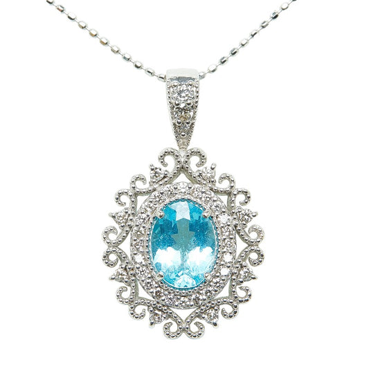 K18WG White Gold Apatite Diamond Necklace