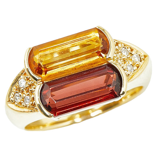 K18YG Gold Garnet Citrine Topaz Ring