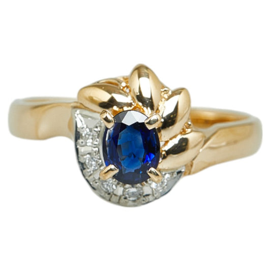 K18 Gold Pt900 Platinum Sapphire Diamond Ring