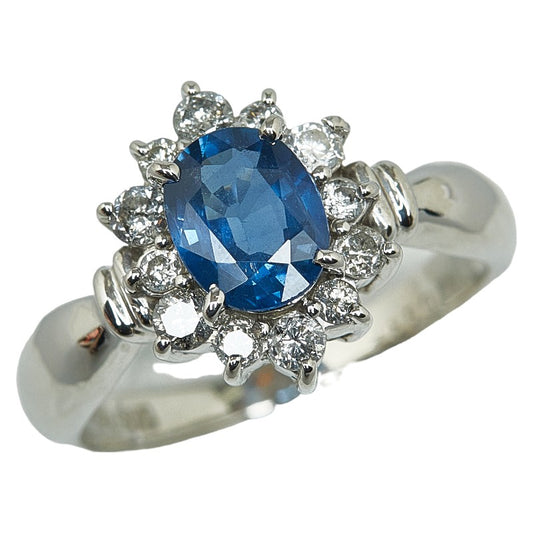 Pt900 Platinum Sapphire 1.18ct Diamond 0.38ct Ring