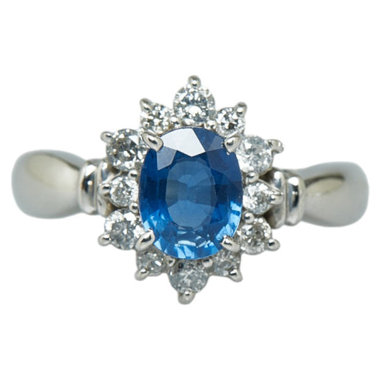 Pt900 Platinum Sapphire 1.18ct Diamond 0.38ct Ring