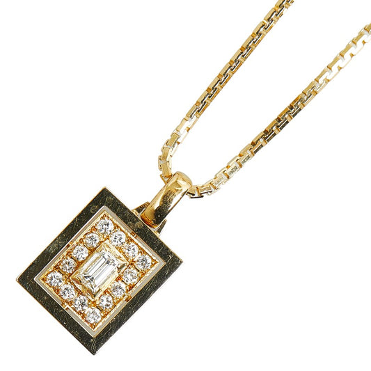 K18YG Yellow Gold Diamond Square Necklace