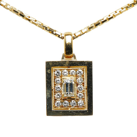 K18YG Yellow Gold Diamond Square Necklace